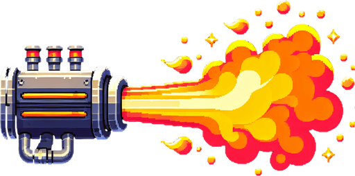 Bright yellow and red engine exhaust sprite sheet..
Single Game Texture. In-Game asset. 2d. Blank background. High contrast. No shadows.