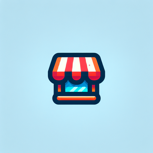 shop icon.
Single Game Texture. In-Game asset. 2d. Blank background. High contrast. No shadows.