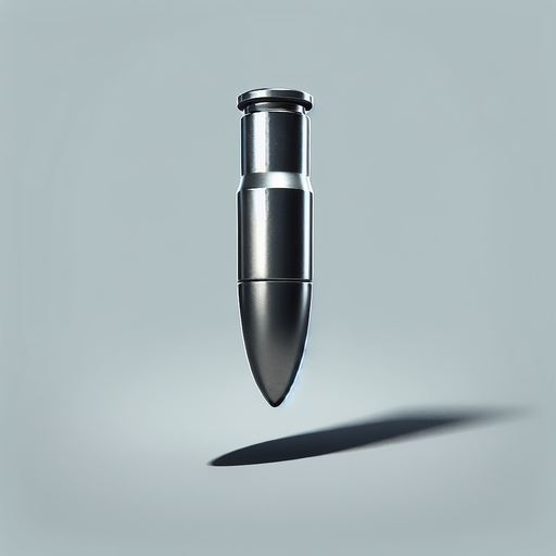 Bullet dropping downward.
Single Game Texture. In-Game asset. 3D. Blank background. High contrast. No shadows.