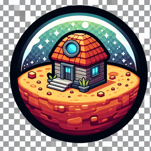 round house planet, cartoon Single Game Texture. In-Game asset. 2d. Blank background. High contrast. No shadows.