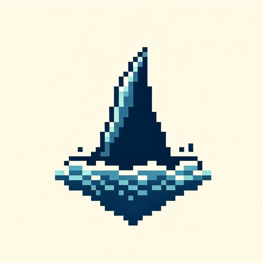 shark fin seen from above. bir-eye perspective view. pixelated 8-bit.
Single Game Texture. In-Game asset. 2d. Blank background. High contrast. No shadows.