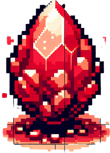 chunky magma magical projectile. 8-bit pixelated. red soft-palette colored.
Single Game Texture. In-Game asset. 2d. Blank background. High contrast. No shadows.