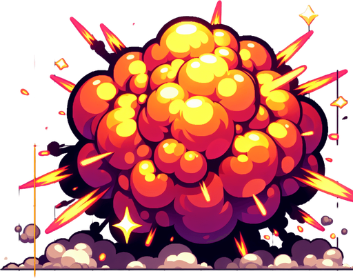 Like a big animated explosion.
Single Game Texture. In-Game asset. 2d. Blank background. High contrast. No shadows.