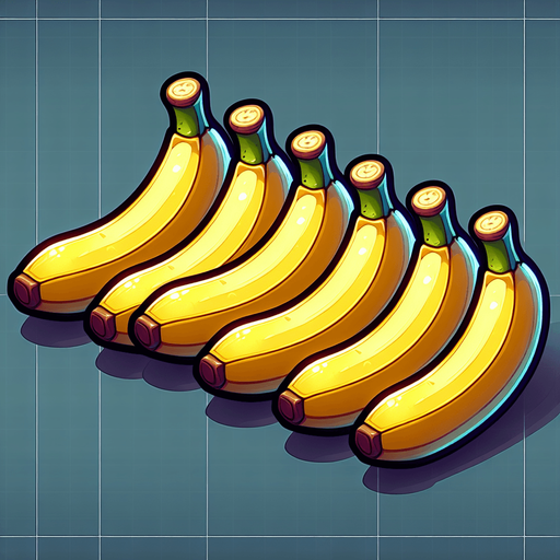 Cartoon 6 bananas . Single Game Texture. In-Game asset. 2d. Blank background. High contrast. No shadows..
Single Game Texture. In-Game asset. 2d. Blank background. High contrast. No shadows.