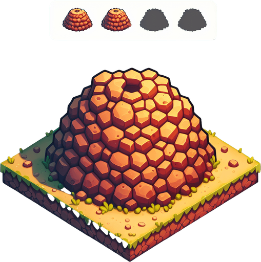 anthill.
Single Game Texture. In-Game asset. 2d. Blank background. High contrast. No shadows.