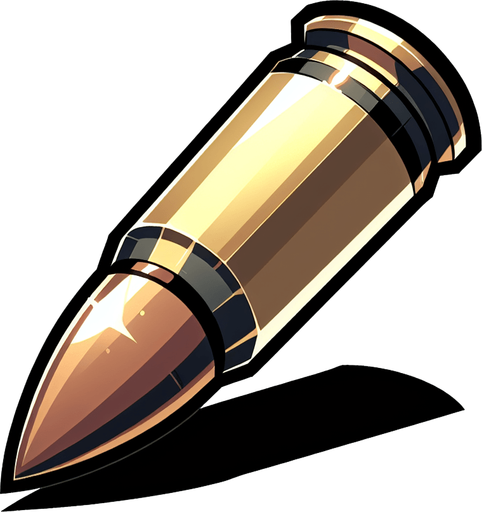 a bullet in an anime style Single Game Texture. In-Game asset. 2d. Blank background. High contrast. No shadows.