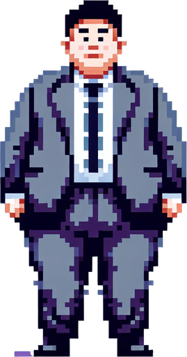 Pixel art of a short, fat, Korean dictator. Full body shot..