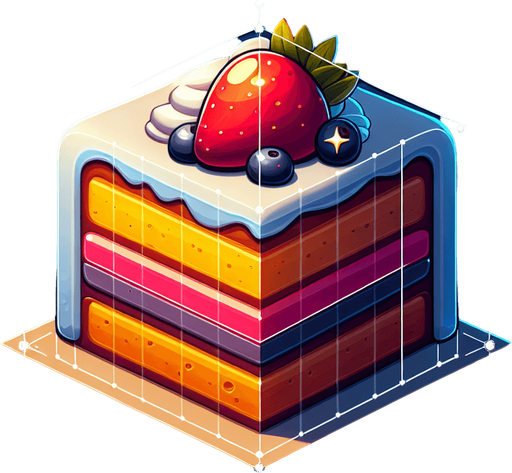 Cake.
Single Game Texture. In-Game asset. 2d. Blank background. High contrast. No shadows.