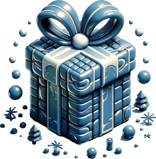 a christmas gift. plastic style. Single Game Texture. In-Game asset. 2d. Blank background. High contrast. No shadows.