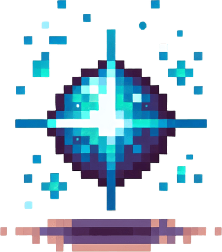 A tiny blue star. pixelart..
Single Game Texture. In-Game asset. 2d. Blank background. High contrast. No shadows.