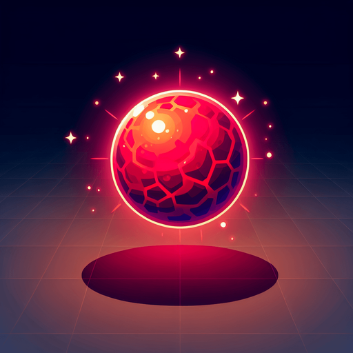 round red luminous ball.
Single Game Texture. In-Game asset. 2d. Blank background. High contrast. No shadows.