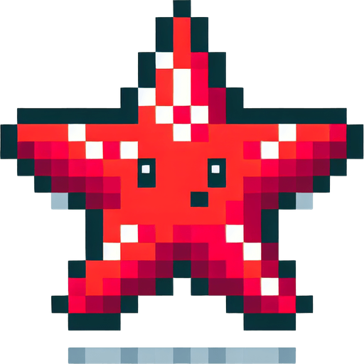 8-bit. cartoon. starfish.
Single Game Texture. In-Game asset. 2d. Blank background. High contrast. No shadows.