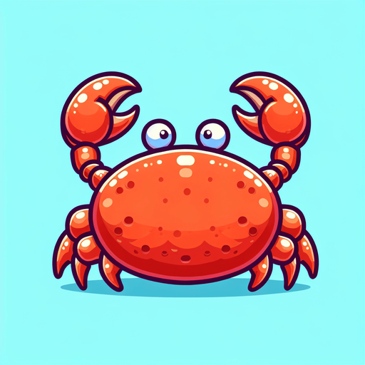 create a cartoon-style illustration of a crab from the back.
Single Game Texture. In-Game asset. 2d. Blank background. High contrast. No shadows.