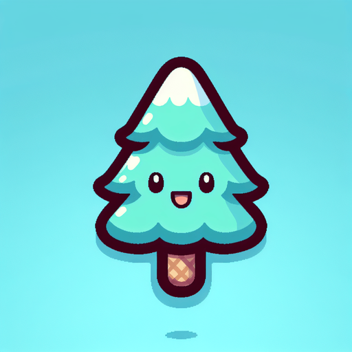 Chibi style pine tree ice cream turquoise Single Game Texture. In-Game asset. 2d. Blank background. High contrast. No shadows. Single Game Texture. In-Game asset. 2d. Blank background. High contrast. No shadows.