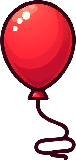 a simple red balloon on a string.
Single Game Texture. In-Game asset. 2d. Blank background. High contrast. No shadows.