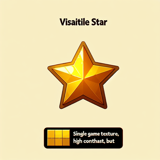 A small golden star.
Single Game Texture. In-Game asset. 2d. Blank background. High contrast. No shadows.