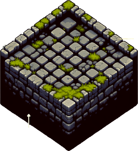8 bit stone brick dungeon floor with a tiny amount of moss with tinny little bricks and very low contrast make it  darker to.
Single Game Texture. In-Game asset. 2d. Blank background.. No shadows.