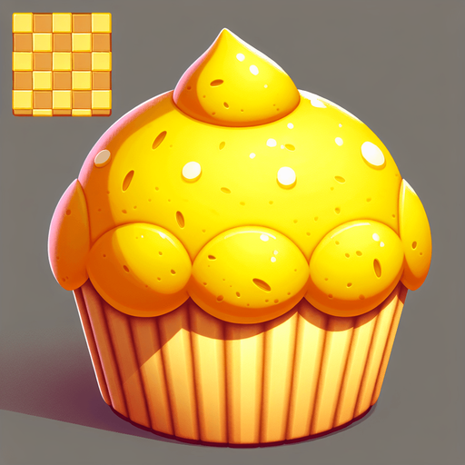 Lemon cupcake yellow Single Game Texture. In-Game asset. 2d. Blank background. High contrast. No shadows. Single Game Texture. In-Game asset. 2d. Blank background. High contrast. No shadows.