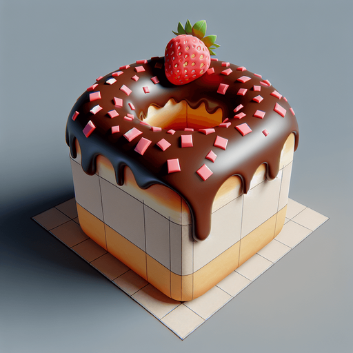 Donut nappage chocolat fraise.
Single Game Texture. In-Game asset. 3D
 Blank background. High contrast. No shadows.