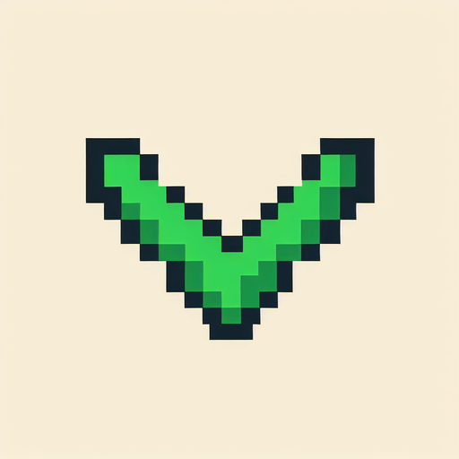 pixel art of a green checkmark.
Single Game Texture. In-Game asset. 2d. Blank background. High contrast. No shadows.