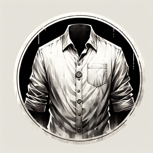 a fading shirt on a button.
Single Game Texture. In-Game asset. 2d. Blank background. High contrast. No shadows.