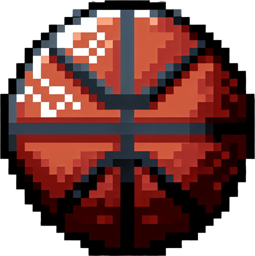 8-Bit basketball. No lighting is present on the ball. The lighting does not affect the look of the ball..
Single Game Texture. In-Game asset. 2d. Transparent background. High contrast. No shadows.