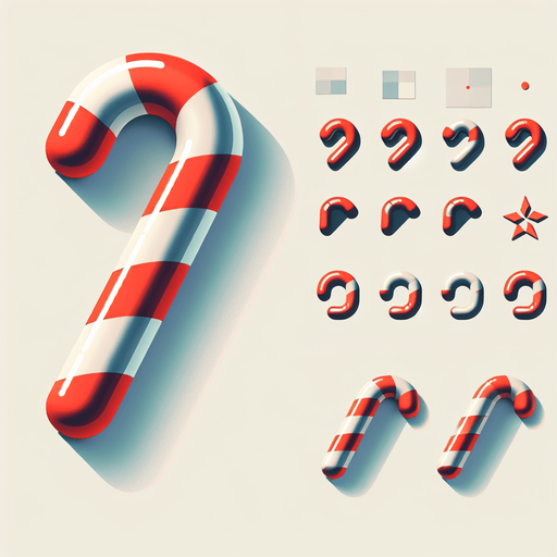 a christmas candy cane. plastic style. Single Game Texture. In-Game asset. 2d. Blank background. High contrast. No shadows.